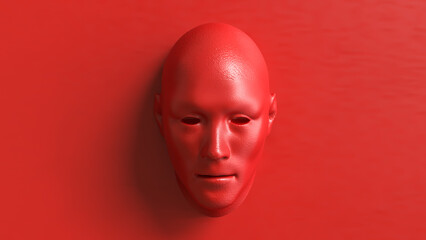 The Red face for Abstract Background concept 3d Rendering.