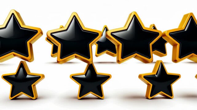 Golden Stars of Excellence: Gleaming, luxurious stars, rendered in lustrous gold and ebony, aligned to embody aspiration, achievement, and the embodiment of elegance.