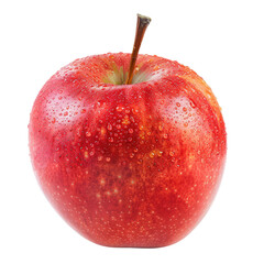 Close-up of a fresh, red apple, covered in water droplets