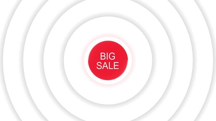 Glowing BIG SALE text business success concept animation. Promotion and sales Simple animation label banner promotion sale . Big sale on white radio waves background animation. - Powered by Adobe