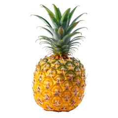 Single pineapple, bright yellow, green leaves