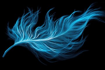 Abstract, glowing feather on black background