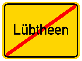 Illustration of a city exit sign for the city of Lübtheen