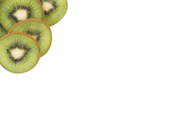 slice of kiwi fruit with empty space for text isolated on white. frame with top view concept