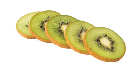 slice of fresh kiwi fruits isolated on white