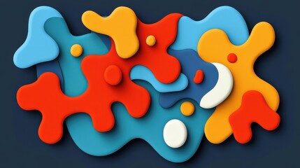 Obraz premium An innovative fusion of 2D textures and 3D shapes, showcasing a modern artistic style in a flat illustration.