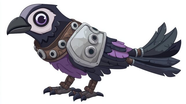 Explore a sleek, modern silver emblem featuring a cyberpunk crow, perfect for game enthusiasts and collectors alike.