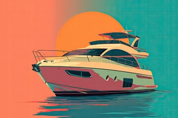 Luxury yacht at sunset