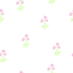 Small pink flowers on a white background. Watercolor pattern seamless illustration, hand drawn looped modern freehand new