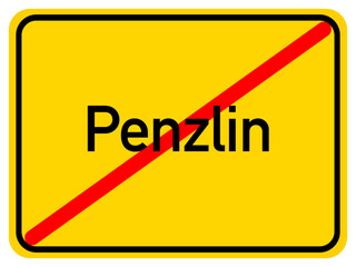 Illustration of a city exit sign for the city of Penzlin