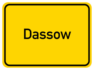 Illustration of a city entrance sign for the city of Dassow