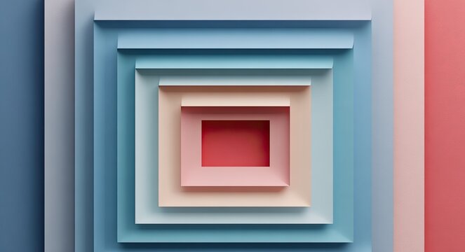 Abstract geometric pattern of nested squares in pastel colors