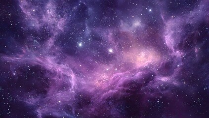 Naklejka premium A vast, vibrant nebula of purple and pink hues