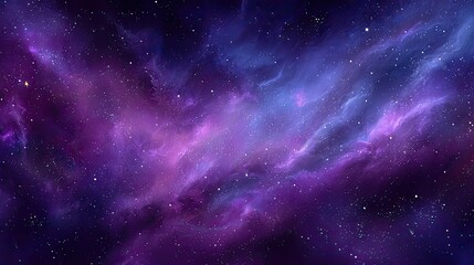 Naklejka premium A vibrant cosmic nebula of purple and blue, sprinkled with stars