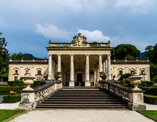Grand palace with expansive steps