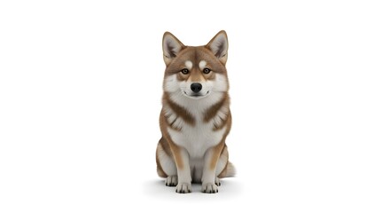 Obraz premium Adorable Shiba Inu Dog Sitting on White Background