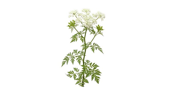 Isolated Cow Parsley Plant on White