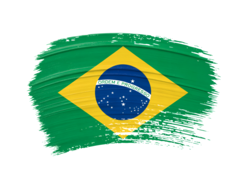 Digital Painting of a Painterly Brushstroke Brazilian Flag, Embodying Artistic Expression and National Spirit