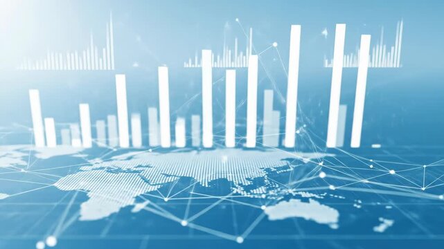 Global Data Visualization: World Map, Charts, and Network Connections