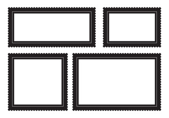 Empty postage stamp borders set vector illustration. Post stamps collection.