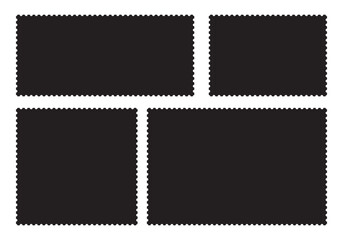 Empty postage stamp borders set vector illustration. Post stamps collection.