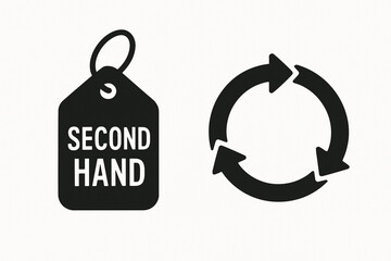 Obraz premium Silhouette Flat Icons Conscious Consumption Second Hand and Circular Economy