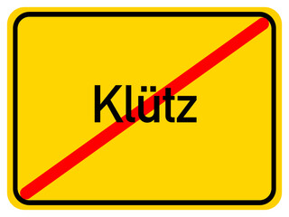 Illustration of a city exit sign for the city of Klütz