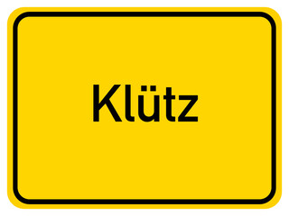 Illustration of a city entrance sign for the city of Klütz