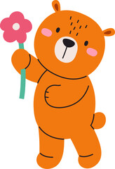 Fototapeta premium Bear Holding a Flower