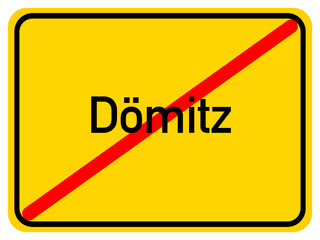 Illustration of a city exit sign for the city of Dömitz