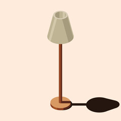 Isometric floor lamp. Lamp for living room. Home light. Elements of home interior design. Isometric home furniture