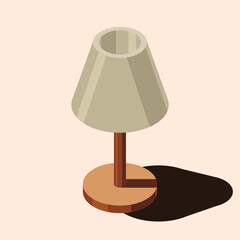 Isometric table lamp. Bedroom night table lamp. Elements of home interior design. Isometric home furniture