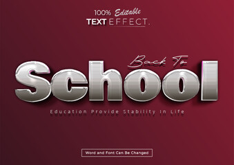Back To School 3d modern text style effect editable. Text template banner or poster design.	