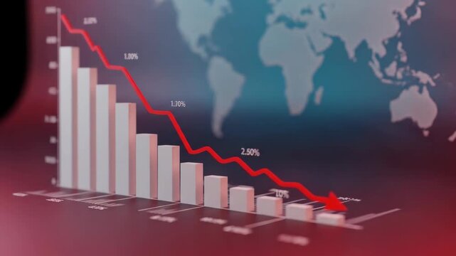 Global Market Crash: Dramatic 3D Animated Graph Shows Sharp Decline in Economic Indicators