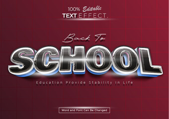 Back To School 3d modern text style effect editable. Text template banner or poster design.	