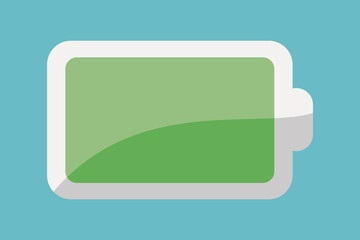 Flat Design Battery Icon Indicating Full Charge At 100%