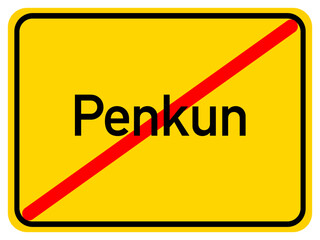 Illustration of a city exit sign for the city of Penkun
