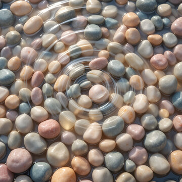 stones and pastel colour pepples on the beach