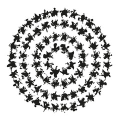 Circular star pattern. Concentric round shapes. Abstract cosmic Vector. Decorative geometric illustration.