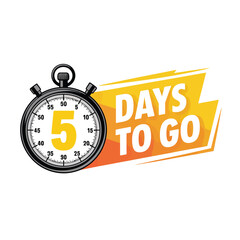 Countdown timer with five days remaining and bright yellow banner