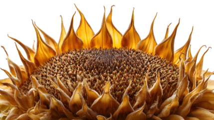 close up of sunflower on white background