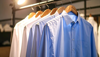 Obraz premium Shirts Hanging on Rack for Sale or Display in Assorted Colors