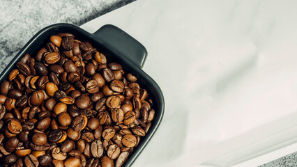 coffee beans and cup