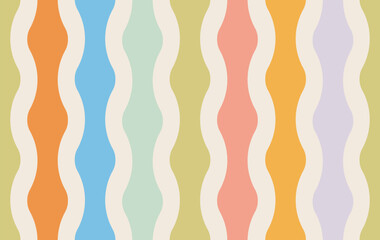 Colorful groovy waves seamless pattern illustration. Abstract background art vector 