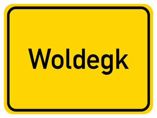 Illustration of a city entrance sign for the city of Woldegk