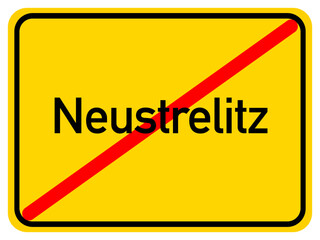 Illustration of a city exit sign for the city of Neustrelitz