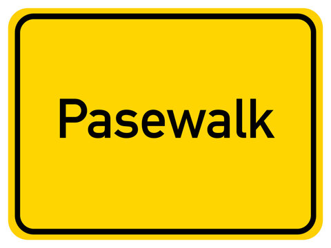 Illustration of a city entrance sign for the city of Pasewalk