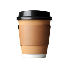 Paper coffee cup with sleeve and lid