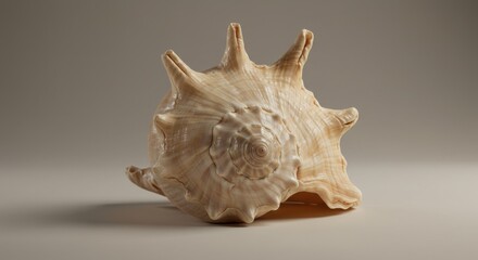 Fototapeta premium Elegant Cream Seashell: Detailed Closeup of a Unique Spiral Shell