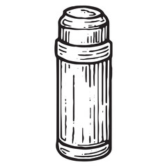 Insulated thermos sketch, great for camping art, travel designs, and outdoor adventure illustrations